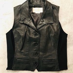 COPY - Leather vest with stretch fabric sides